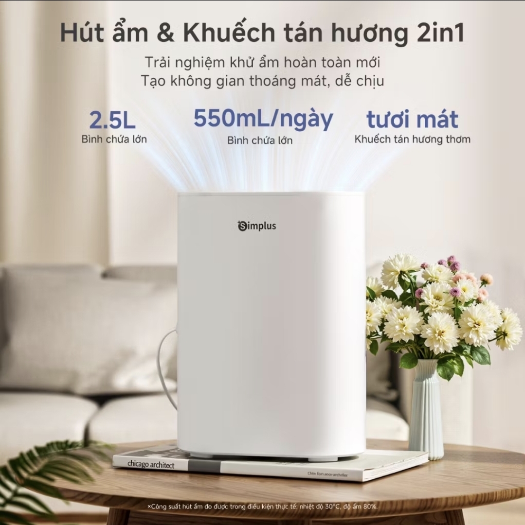 Máy hút ẩm Simplús 2 trong 1 dùng cho phòng ngủ và gia đình
