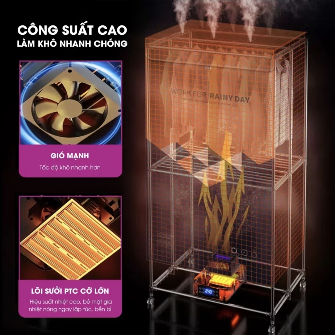Tủ sấy quần áo dùng trong mùa mưa